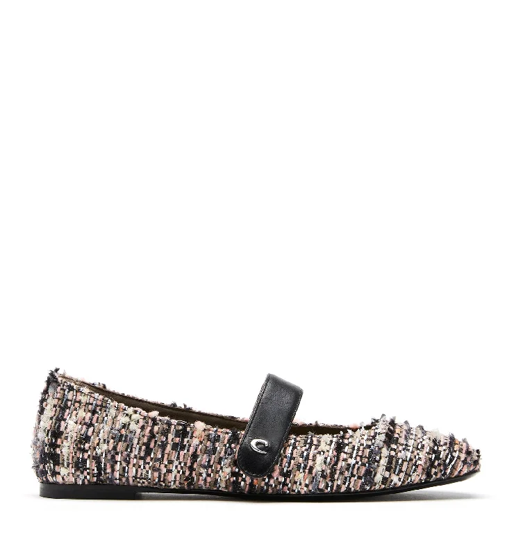 Mary Jane shoe with pearl heelFIFER MARY JANE TWEED FLAT