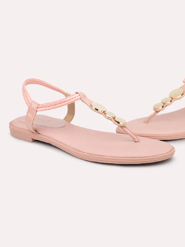 flats with open kitchen-Women Pink Open Toe Flats