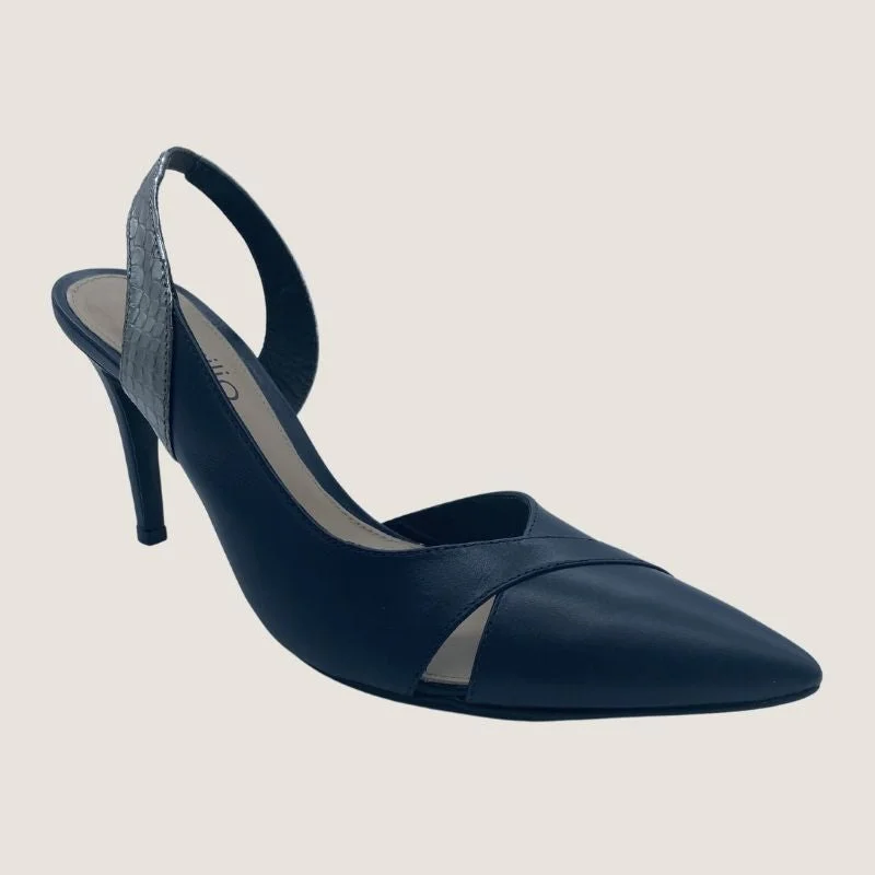 navy velvet high heels-Brazilio Carrie Heel