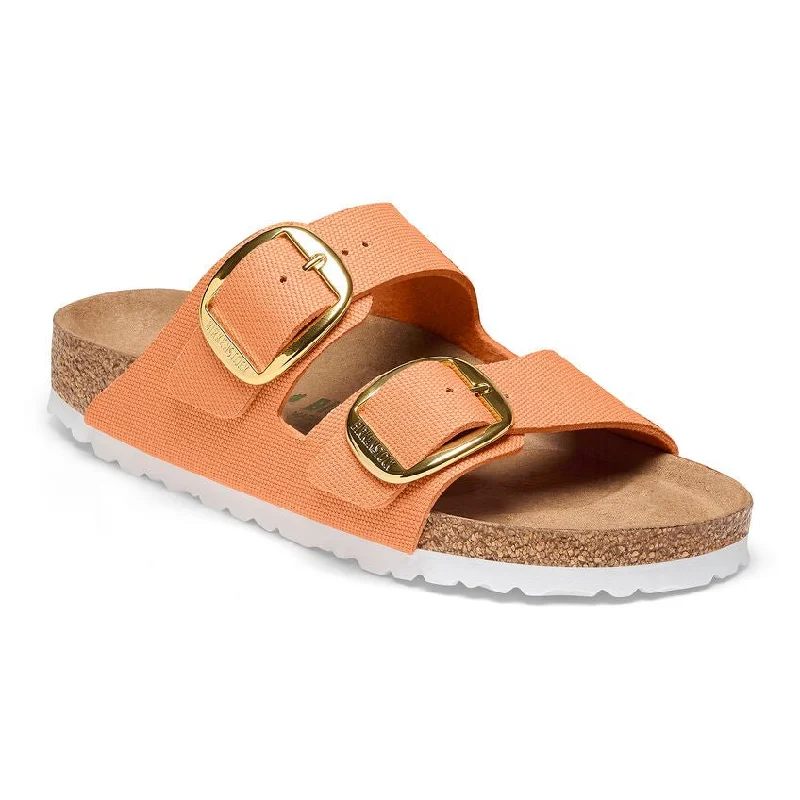 comfortable sandals for travel-Arizona Big Buckle Rivet Logo Textile Vegan Canvas Papaya