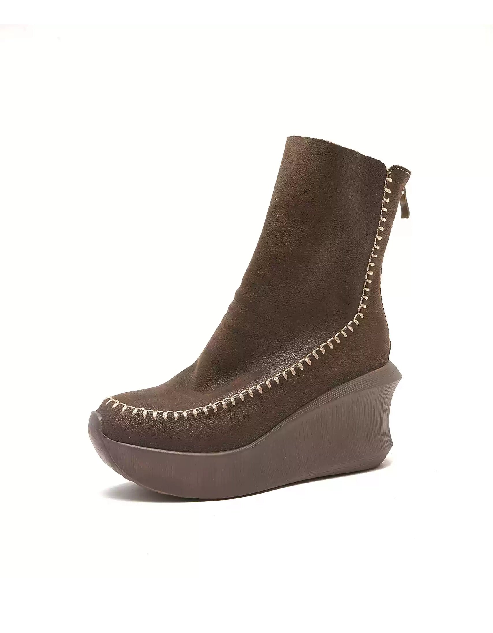 Boots for casual breeze-Real Leather Handmade Elegant Wedge Boots