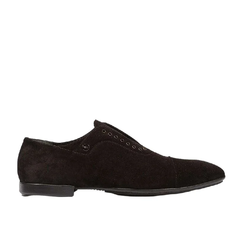 Loafers with subtle details-Cesare Paciotti Luxury Italian Men's Vit Camoscio Black Loafers (CPM5330)