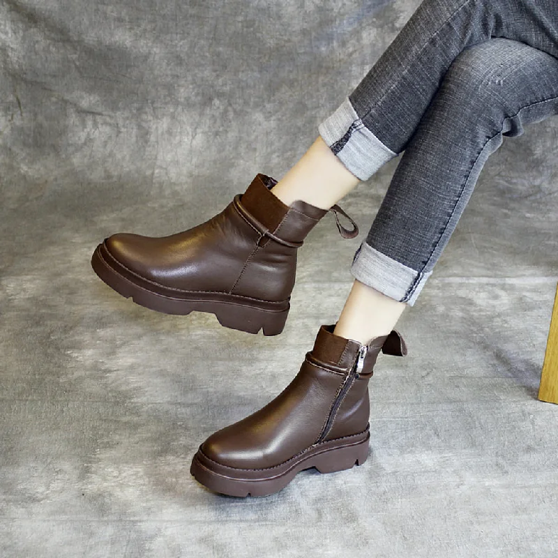 Boots with eco-friendly style-Leather Thick-Bottomed Platform Boots | Gift Shoes