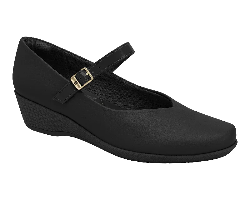 Mary Jane shoe with comfy heelIntroducing Ref: 143216-003 Piccadilly Wedge Mary Jane Business Shoe in sleek black. Designed with a professional and polished look, these shoes are perfect for any business setting