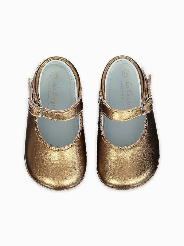 Mary Jane shoe in garnetBronze Leather Baby Mary Jane Shoes