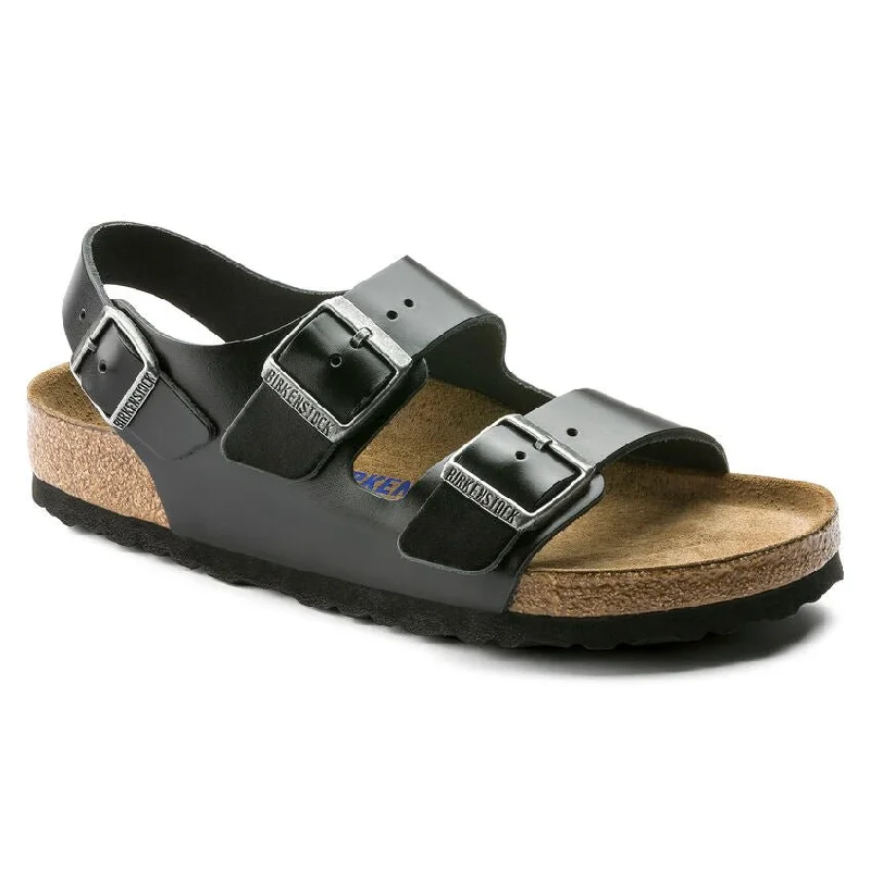 luxury sandals near river-Milano Soft footbed Amalfi Leather Black