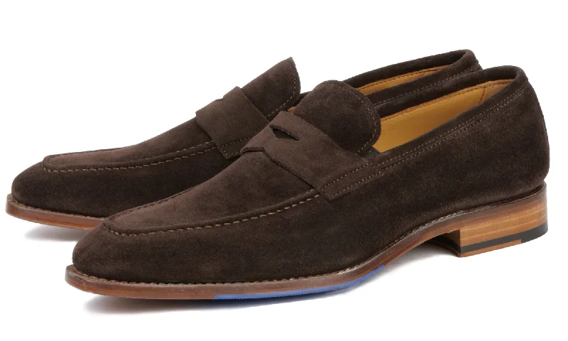 Best loafers for walking tours-Hampton Penny Loafer Brown Suede