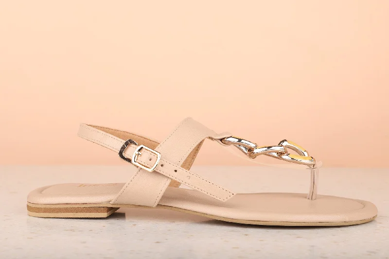 how to personalize flats-Women Beige Solid Open Toe Flats