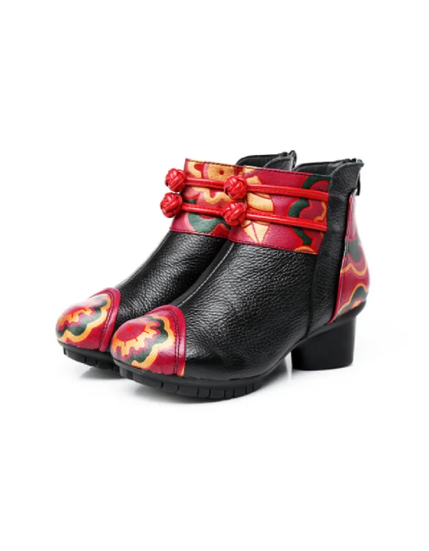 Boots with padded drift-Ethnic Retro Leather Handmade Chunky Boots | Gift Shoes