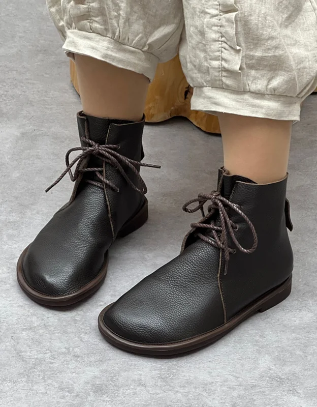 Boots for muddy wave-Handmade Comfortable Soft Leather Wide Toe Box Boots 35-44