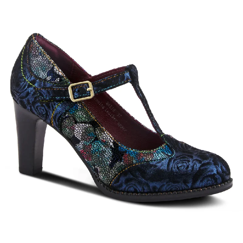 comfy pump high heels-L'Artiste By Spring Step Mazie Navy Multi Heel (Women's)