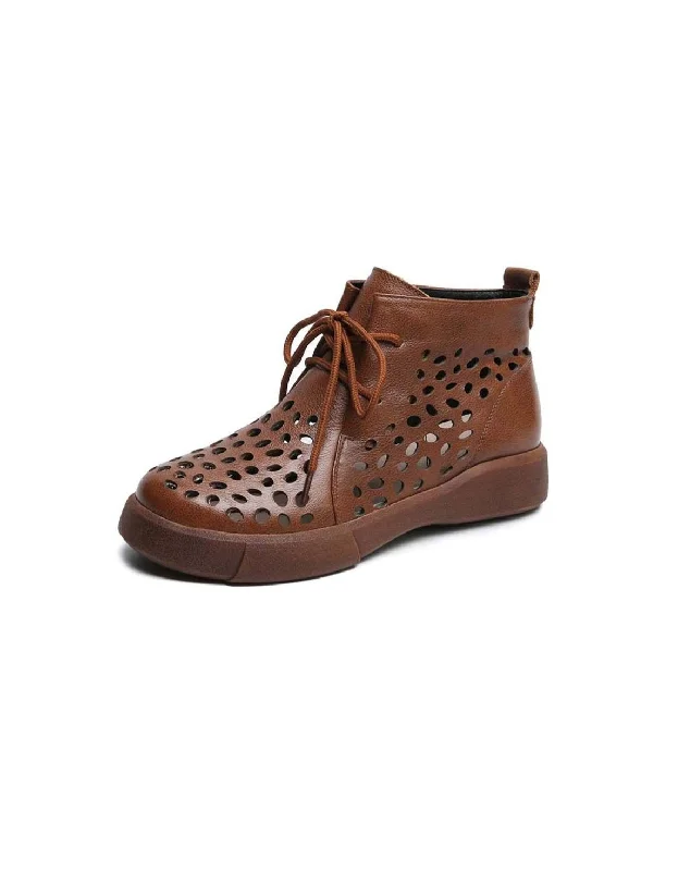 Boots for casual breeze-Lace-up Summer Hollow Retro Short Boots