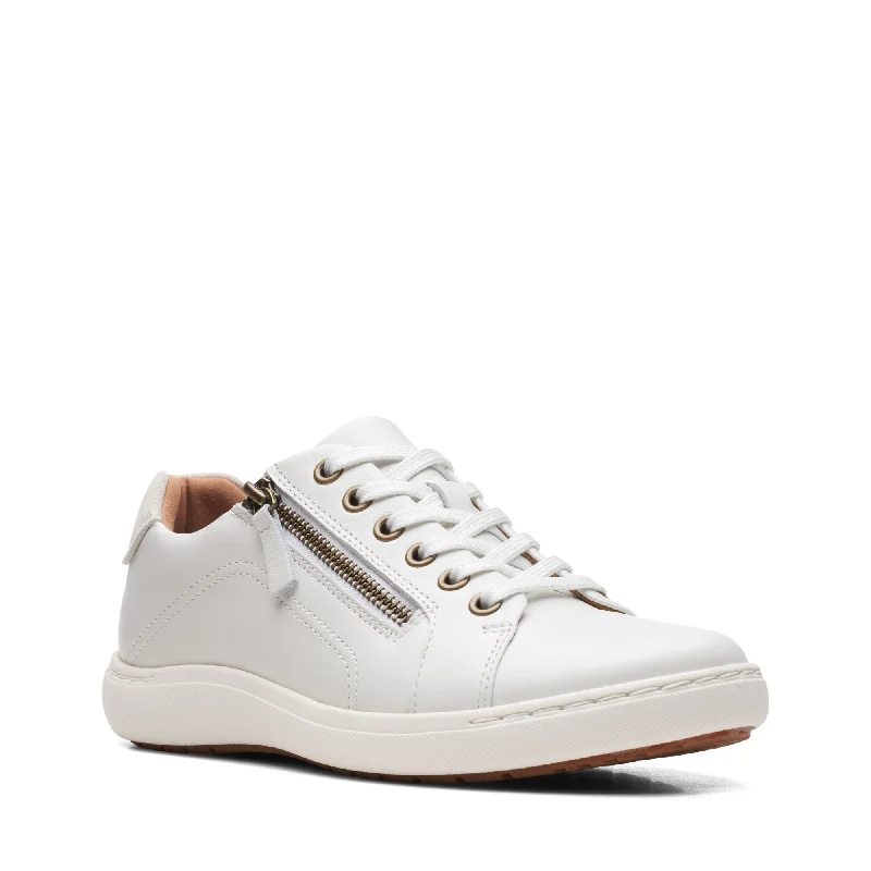 Athletic shoes with trendy sole -Clarks Nalle Lace White 65001