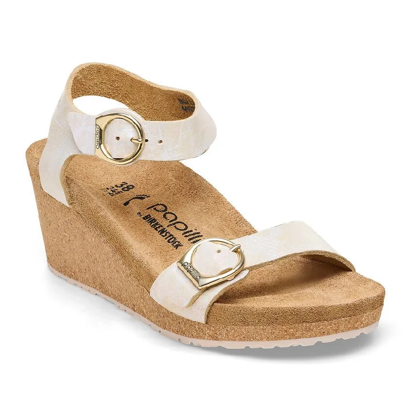 casual sandals for outings-Soley Nubuck Leather Metallic Silver