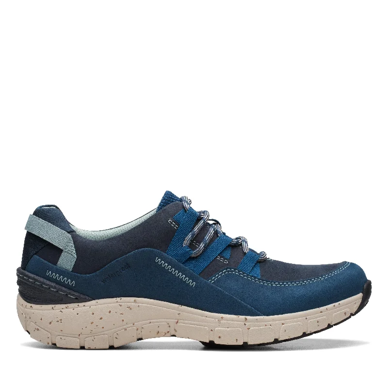 Athletic shoes with cushioned design -Clarks Wave Range AP in Blue Nubuck