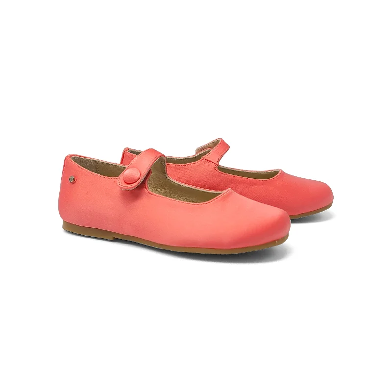 Mary Jane shoe for light liningManuela De Juan Coral Pink Silk Mary Jane S2108