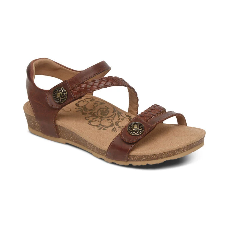 stylish sandals for holidays-Aetrex Jillian Braided Quarter Strap