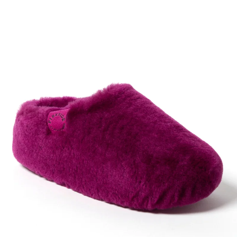 fluffy calf slippers-Fireside by Dearfoams Women's Maryboro Genuine Shearling Platform Clog Slipper