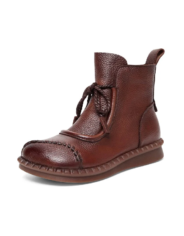 Boots with padded float-Autumn Round Toe Handmade Retro Boots