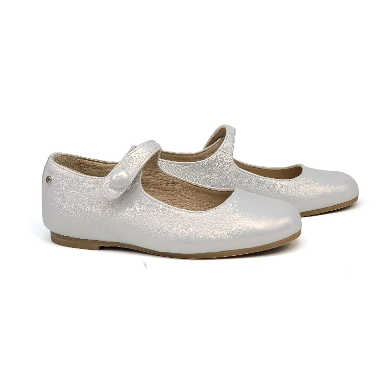 Mary Jane shoe for simple liningManuela De Juan Iridescent Silver Mary Jane S2970