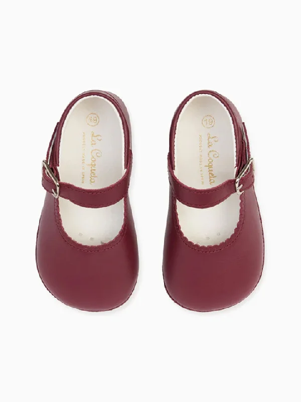 Mary Jane shoe for stylish kidsBurgundy Leather Baby Mary Jane Shoes