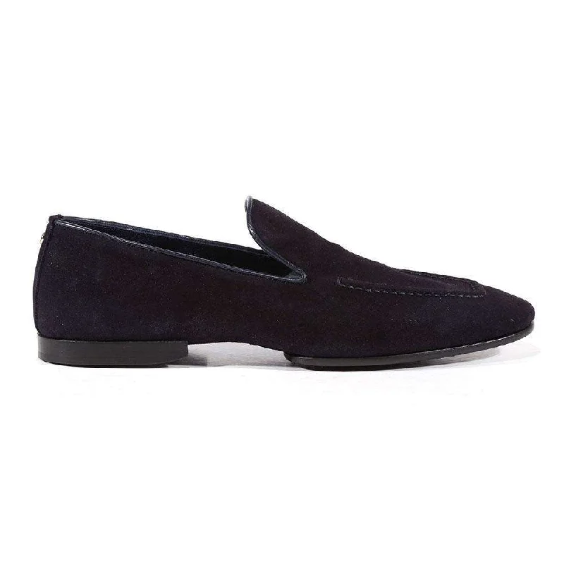 Sustainable loafers for eco-conscious-Cesare Paciotti Luxury Italian Men's Designer Shoes Camoscio Navy Suede Loafers (CPM3129)