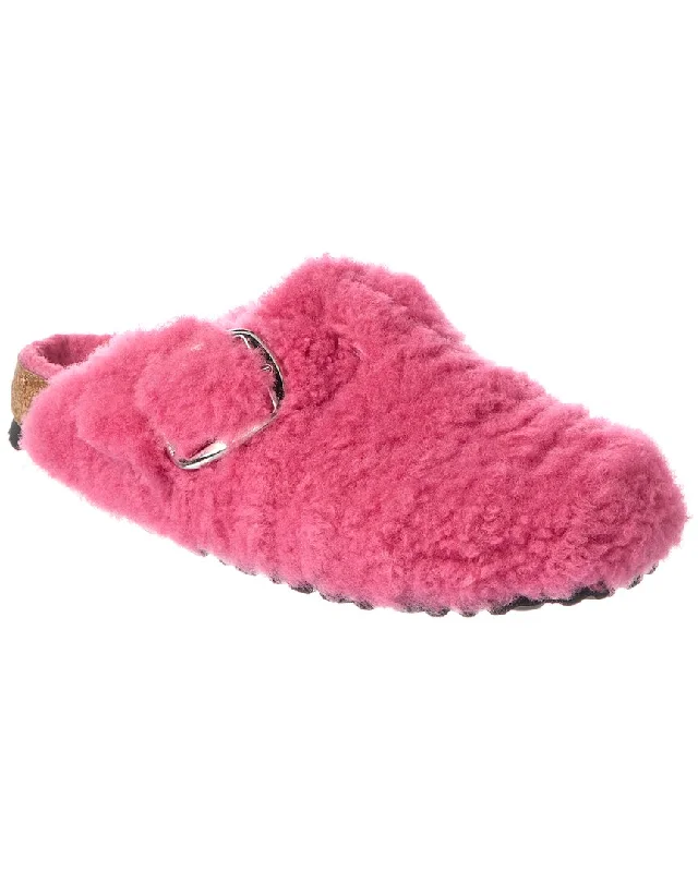 bear kids’ slippers-Birkenstock Boston Big Buckle Teddy Narrow Shearling Clog