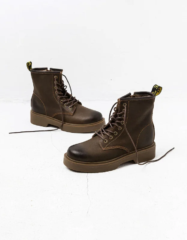 Boots with supportive sole-Non-slip Nubuck Leather British Style Doc Boots