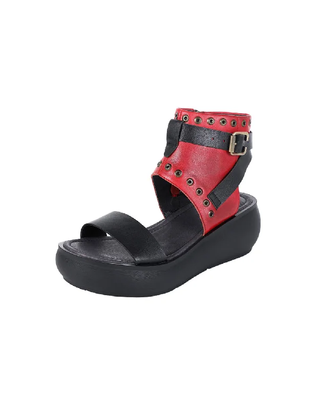 Boots for hiking trips-Summer Leather Platform Sandals Boots