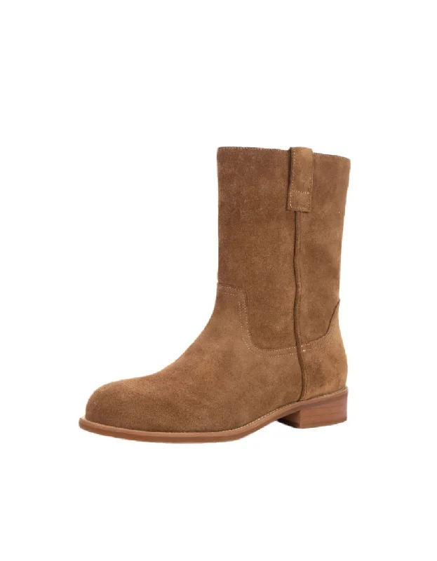 Boots for trail breeze-Genuine Leather Versatile Suede Mid-calf Boots