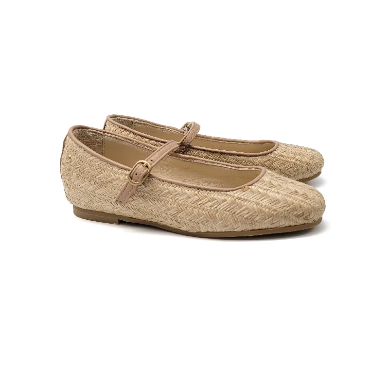 Mary Jane shoe for simple insoleManuela De Juan Tan Natural Basket Mary Jane S2862