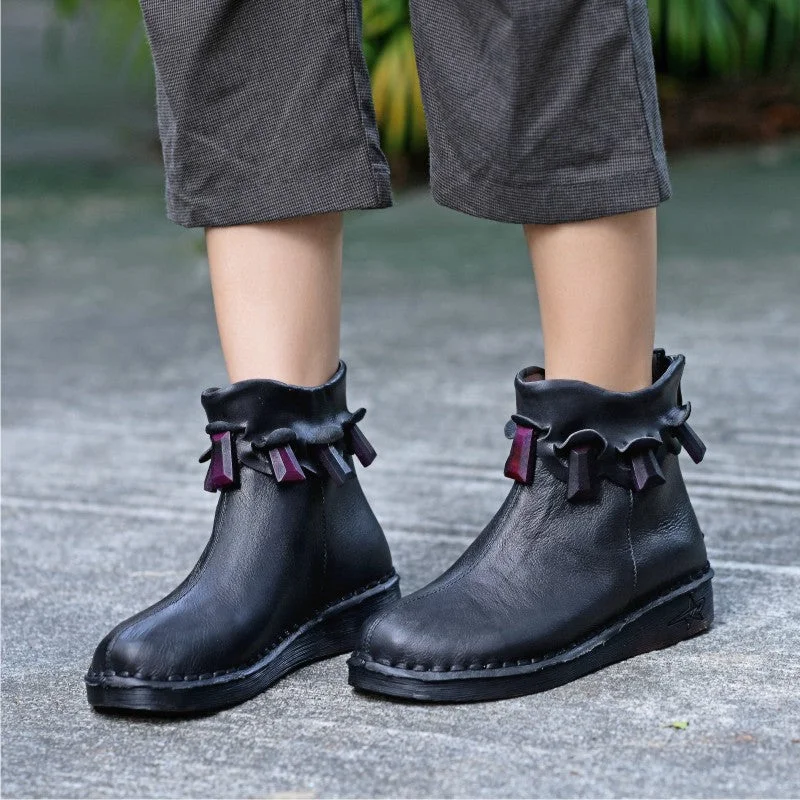 Boots with secure fit-Handmade Comfortable Leather Women's Retro Boots