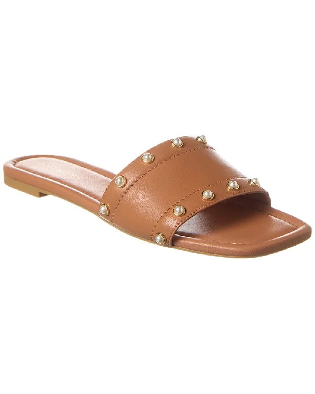 vented lightweight slippers-Stuart Weitzman Pearl Slide Leather Sandal