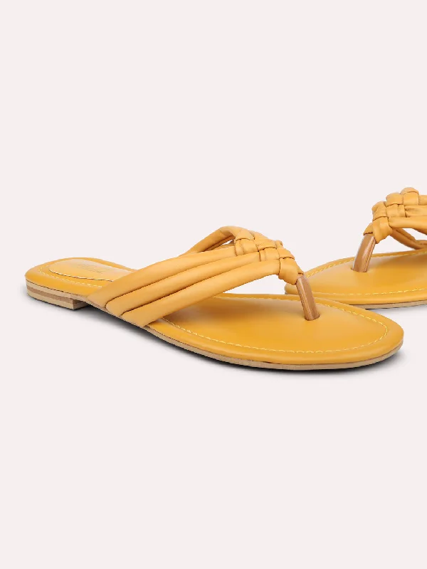 eco-friendly flats design-Women Yellow Open Toe Flats