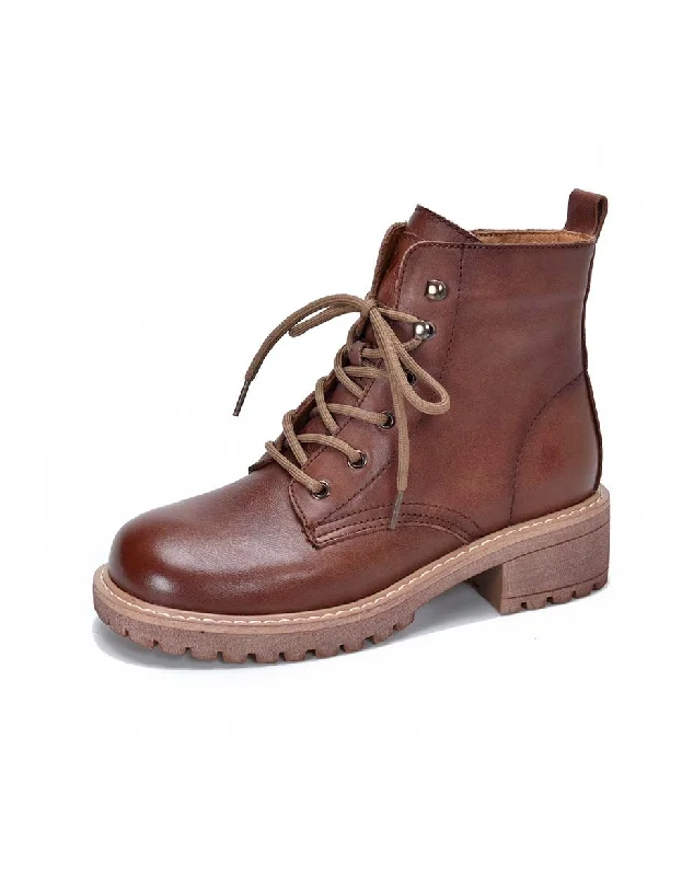 Boots with durable breeze-Non-slip Lace-up Autumn Chunky Boots