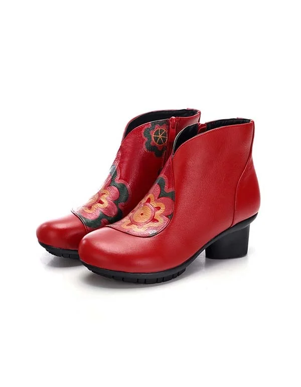 Boots for winter glide-Women's Printed Ethnic Style Chunky Boots