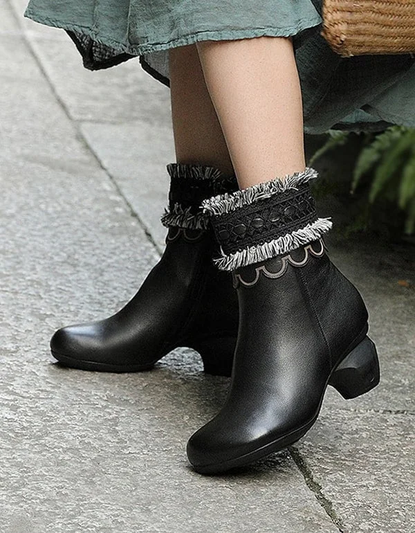 Boots for winter flow-Bohemian Tassels Retro Chunky Heel Boots