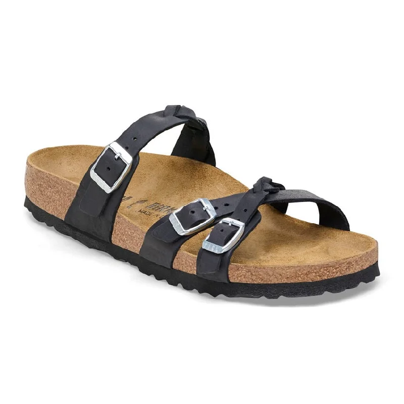 best sandals for events-Birkenstock Franca Braided Oiled Leather Black 1026295