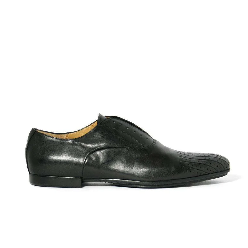 Loafers for spring evenings-Cesare Paciotti Luxury Italian Baby Horse Black Leather Loafers (CPM2314)