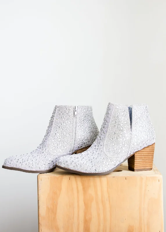 Boots with padded zap-Shine Star Rhinestone Bootie in Silver