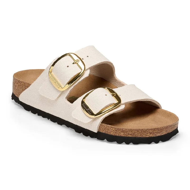 stylish sandals for women-Arizona Big Buckle Rivet Logo Textile  Canvas Eggshell