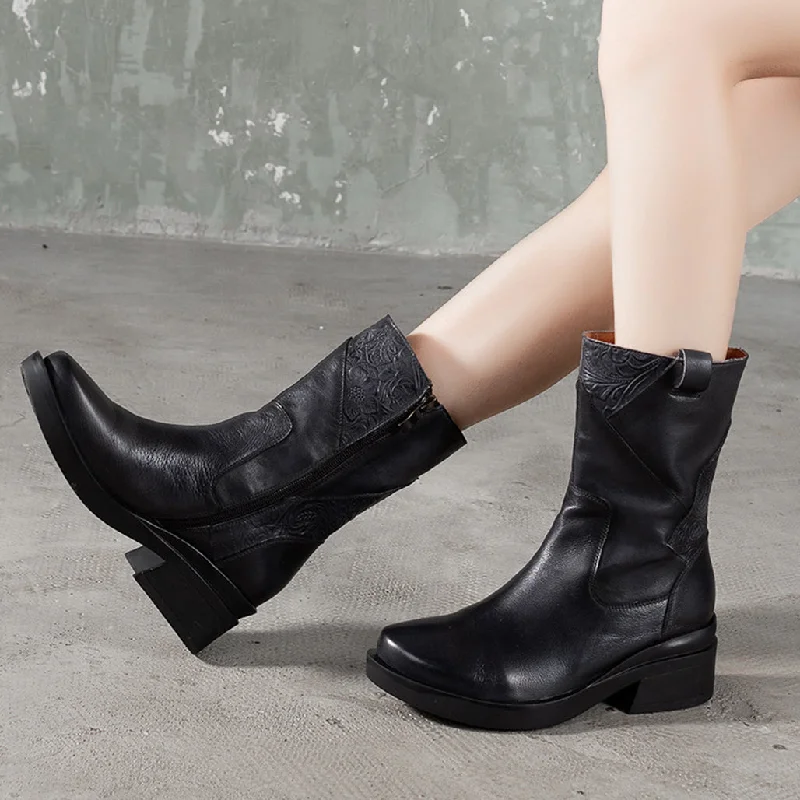 Boots for work design-Mid-Heeled Thick Heels Casual Retro boots | Gift Shoes