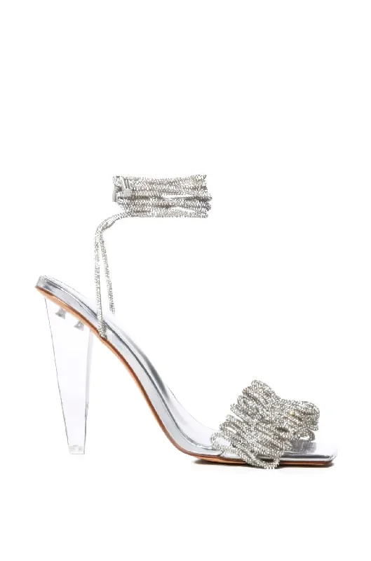 sandals with luxury leather-BAYLEAF-SILVER BLOCK SANDAL