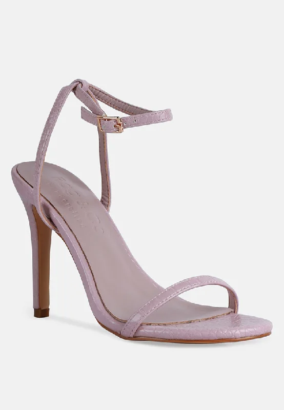 soft silver high heels-BLONDES Pink Croc High Heeled Sandal