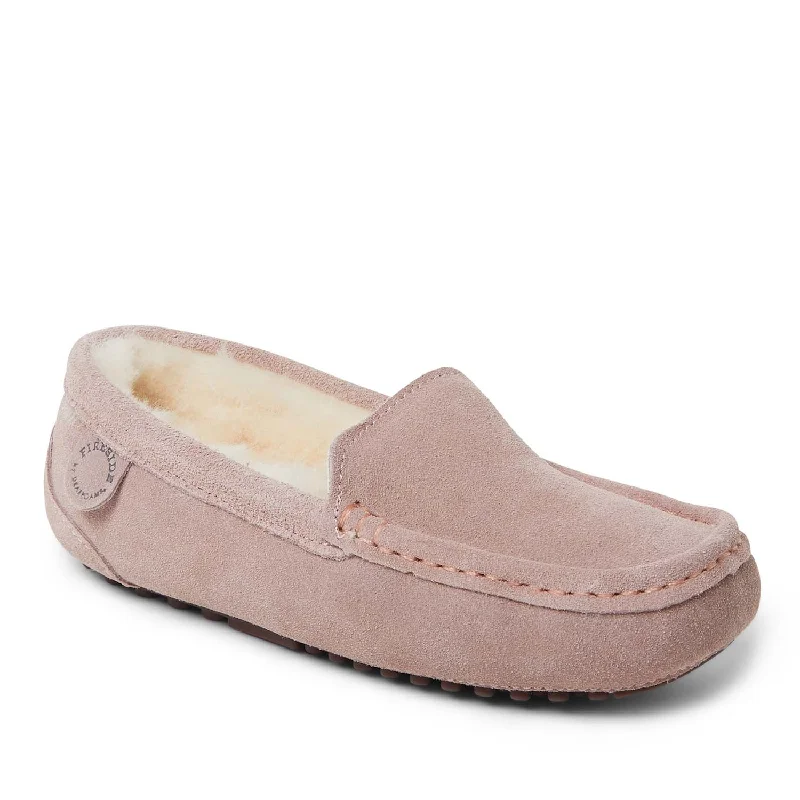 summer airy slippers-Fireside By Dearfoams Women's Mel Genuine Shearling Moccasin