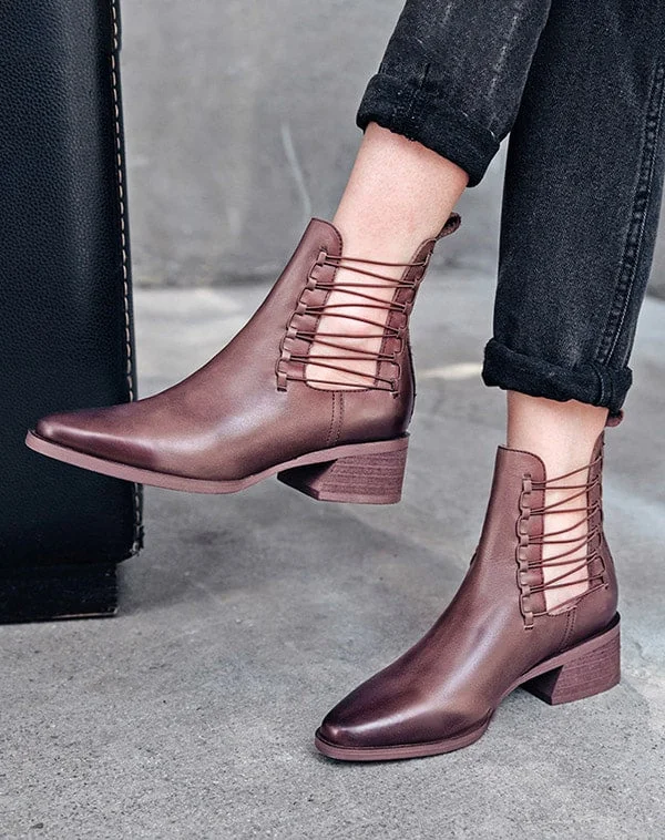 Boots with quick-dry float-Fashion Leather Thick-Heeled Chelsea Boots