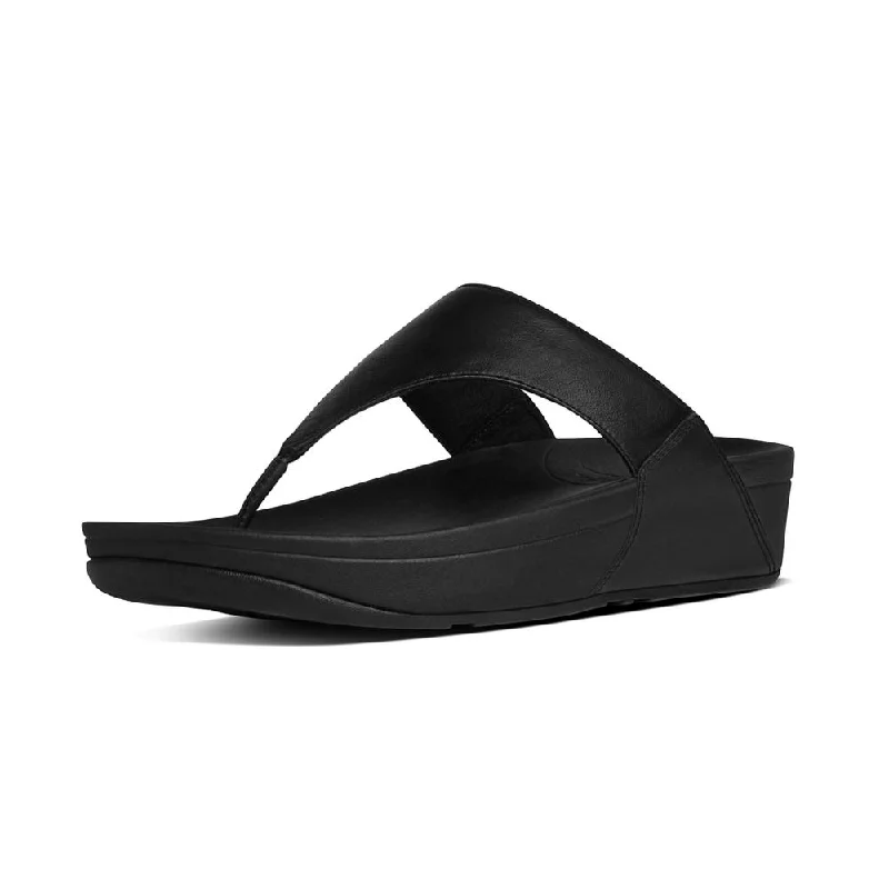 sandals with embellished straps-Fitflop Lulu Leather Toe Post Black