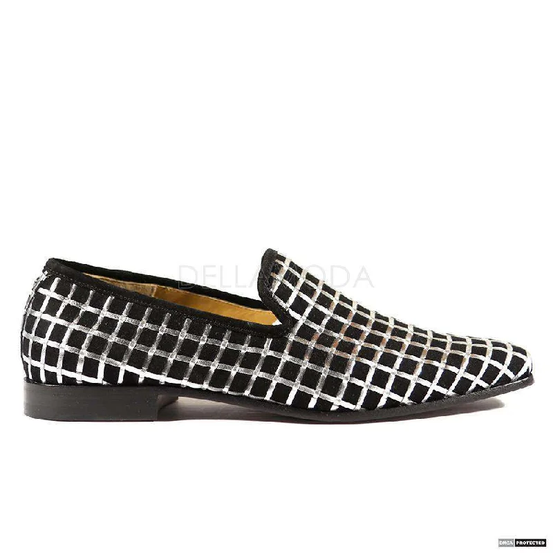 Loafers for short errands-Cesare Paciotti Luxury Italian Men's Italian Black & Silver / Argento Cam Loafers (CPM4006)