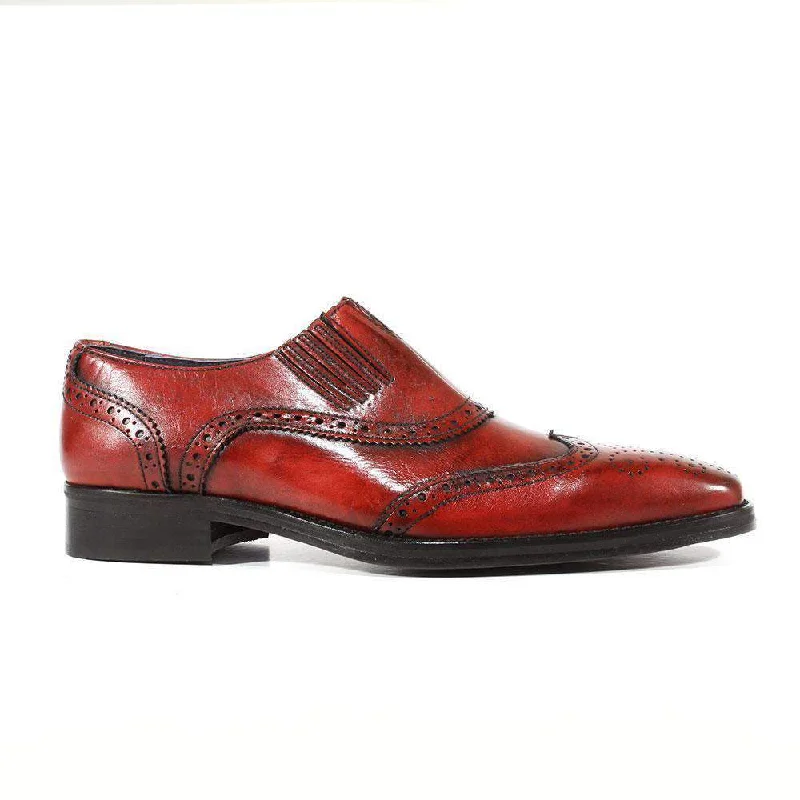 Loafers for professional days-Duca Designer Shoes Italian Men's Crust Rosso Leather Loafers (DS2103)