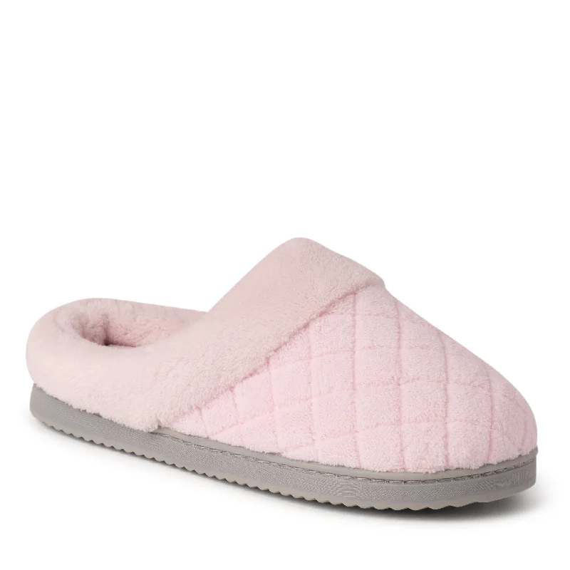 airy mesh slippers-Dearfoams Women's Libby Quilted Terry Clog Slipper